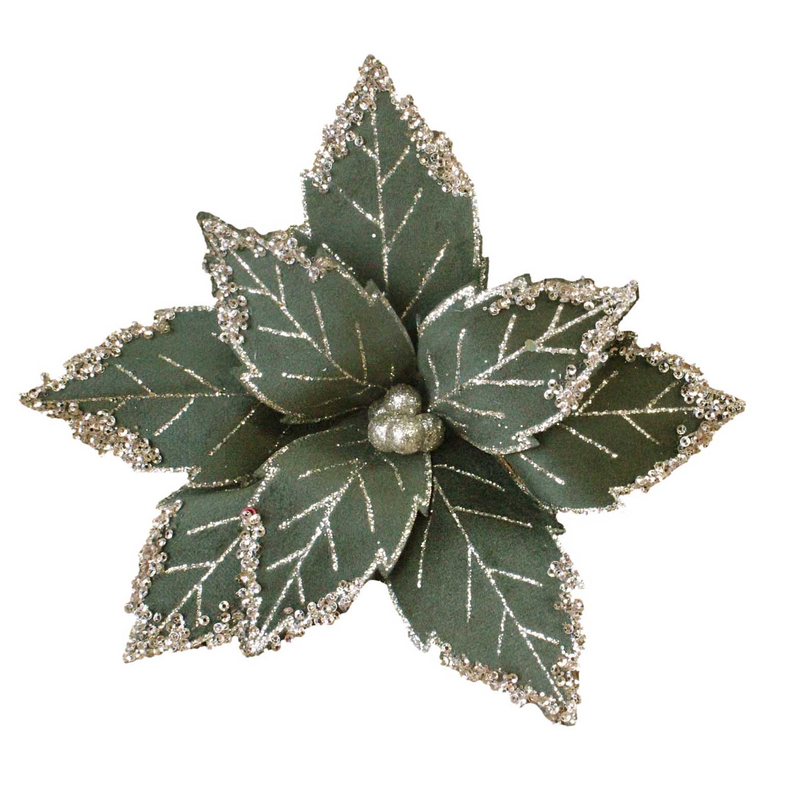 Poinsettia Moss Green With Gold Vein